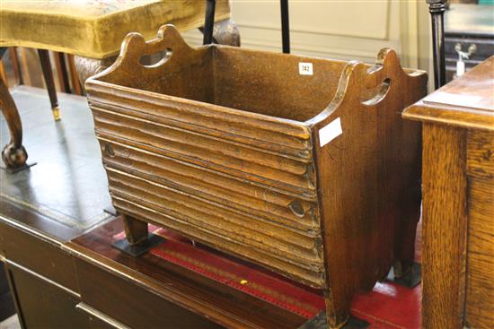 Oak log box with side carrying handles